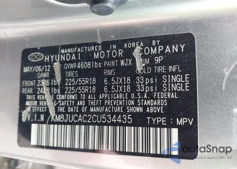 2012 Hyundai Tucson Limited z USA, uszkodzony, nr VIN KM8JUCAC2CU534435